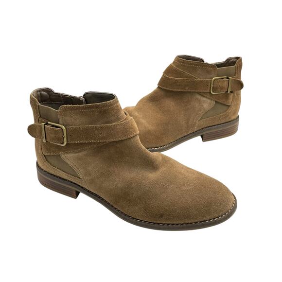 Clarks Collection Women's Camzin Hale Olive Brown Suede Leather Ankle Booties - Picture 1 of 11